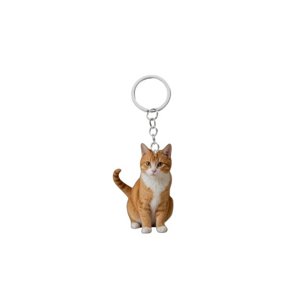 2D Orange Tabby Cat Keychain - Picture 1 of 3